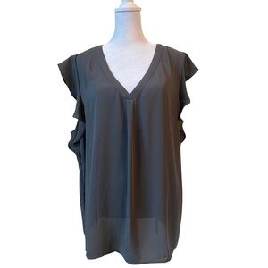 Philosophy Polyester Grey Shell Blouse Flutter Sleeves for the Office, Size XL